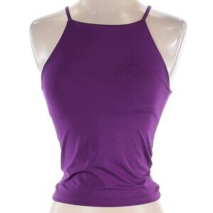 Zara Small Purple Sleeveless Fitted High Neck Halter Top